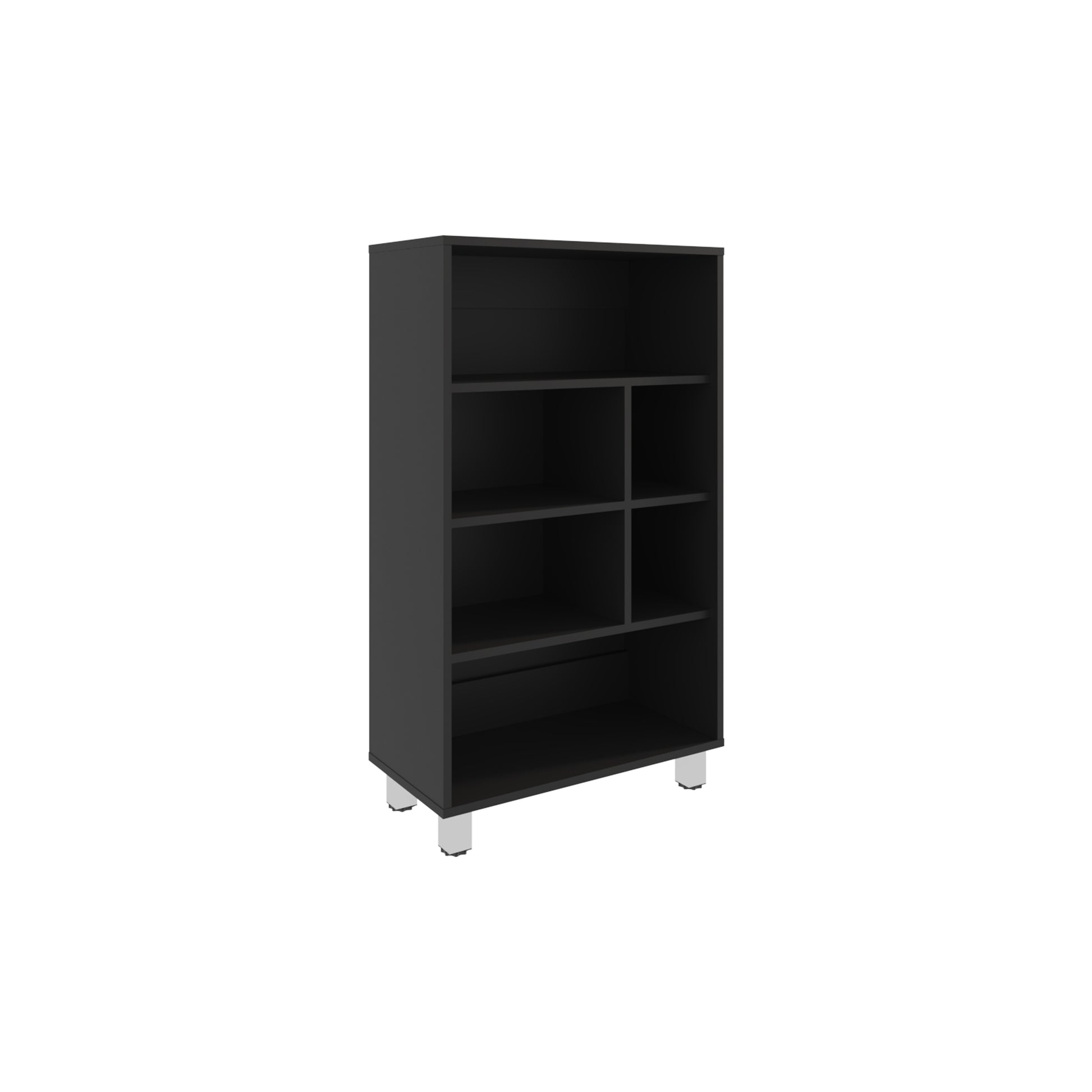 Bellagio 40 Tall Four-Tier Shelf Narrow Bookcase Black