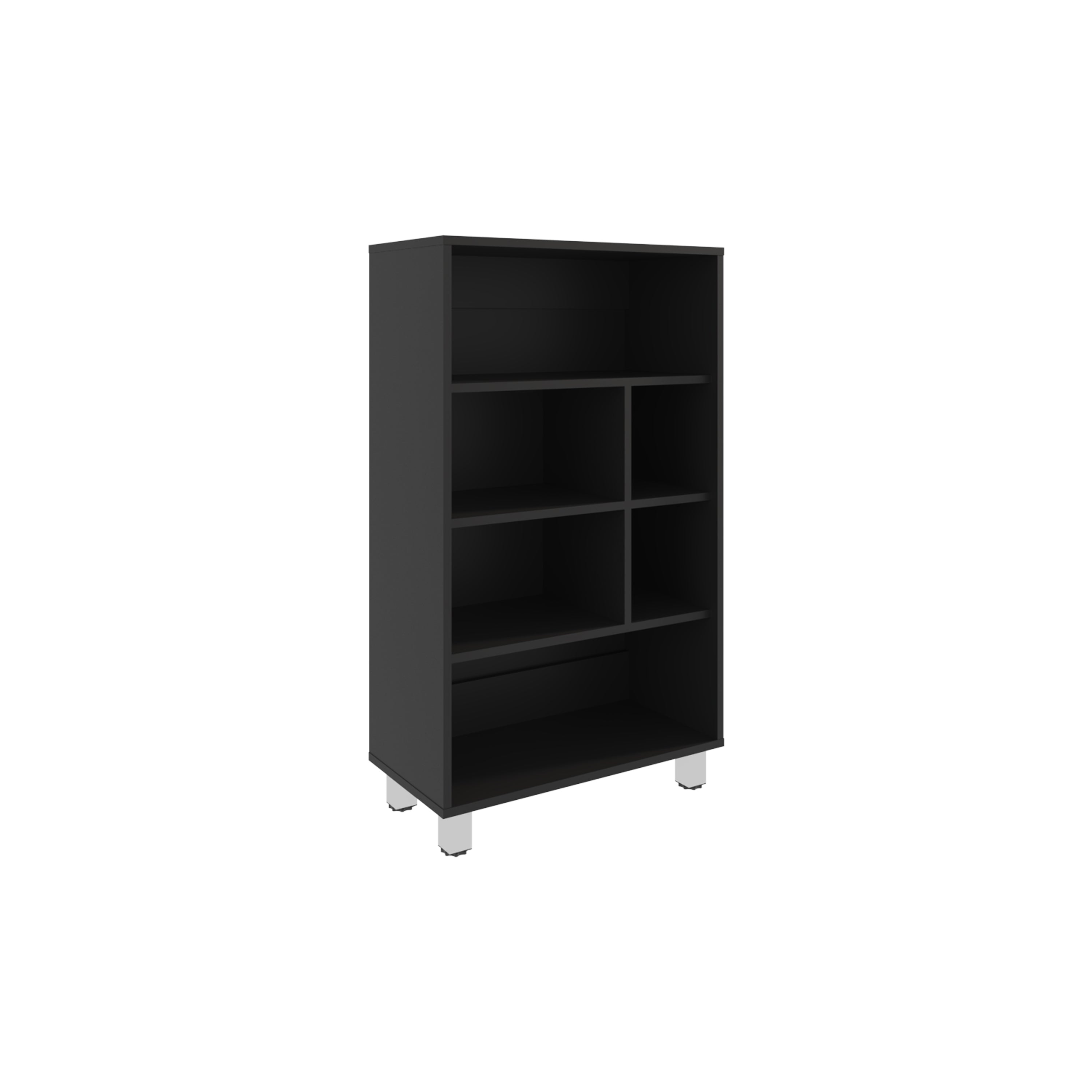 Bellagio 40 Tall Four-Tier Shelf Narrow Bookcase Black