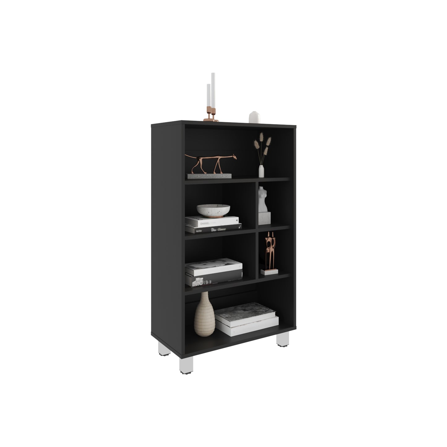 Bellagio 40 Tall Four-Tier Shelf Narrow Bookcase Black