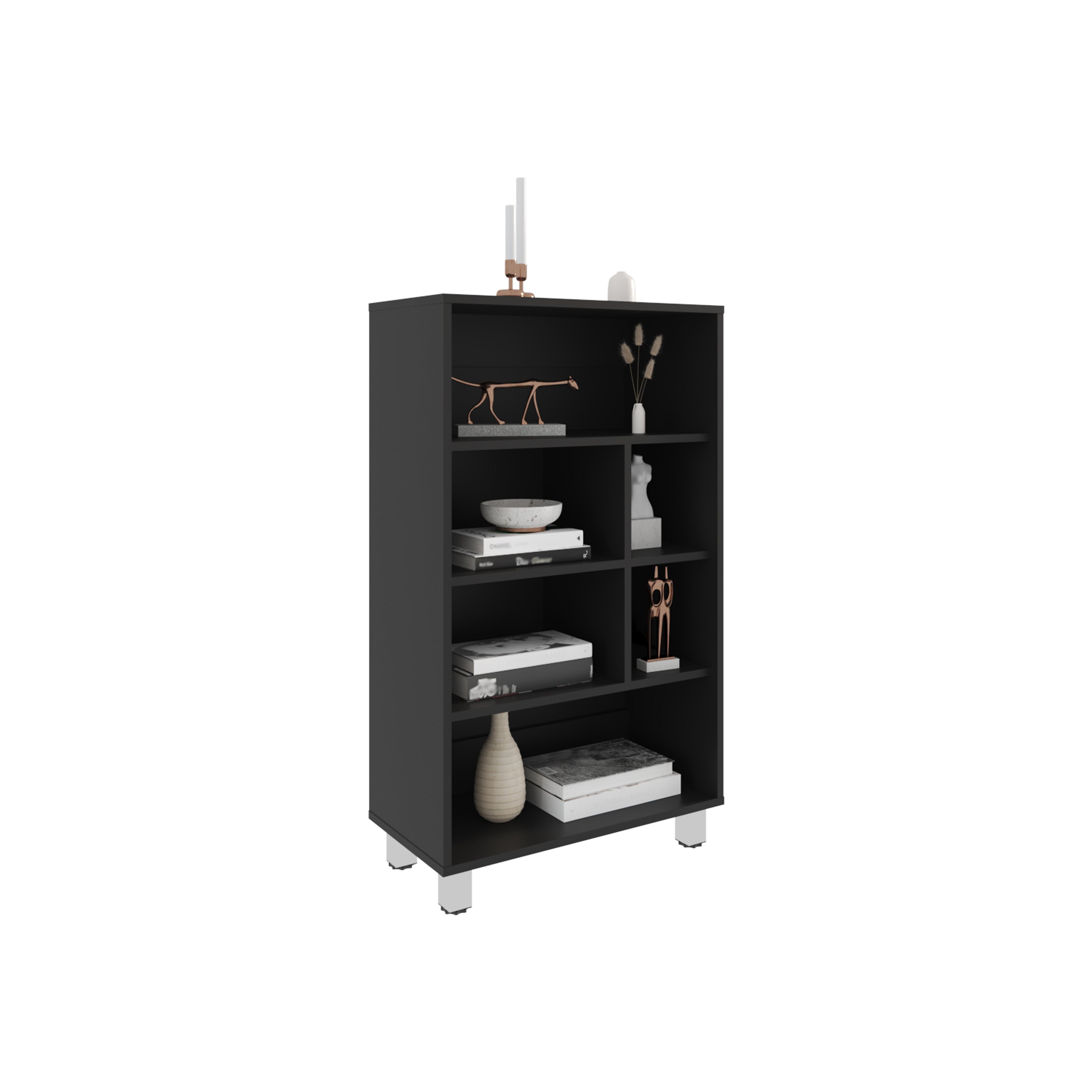 Bellagio 40 Tall Four-Tier Shelf Narrow Bookcase Black