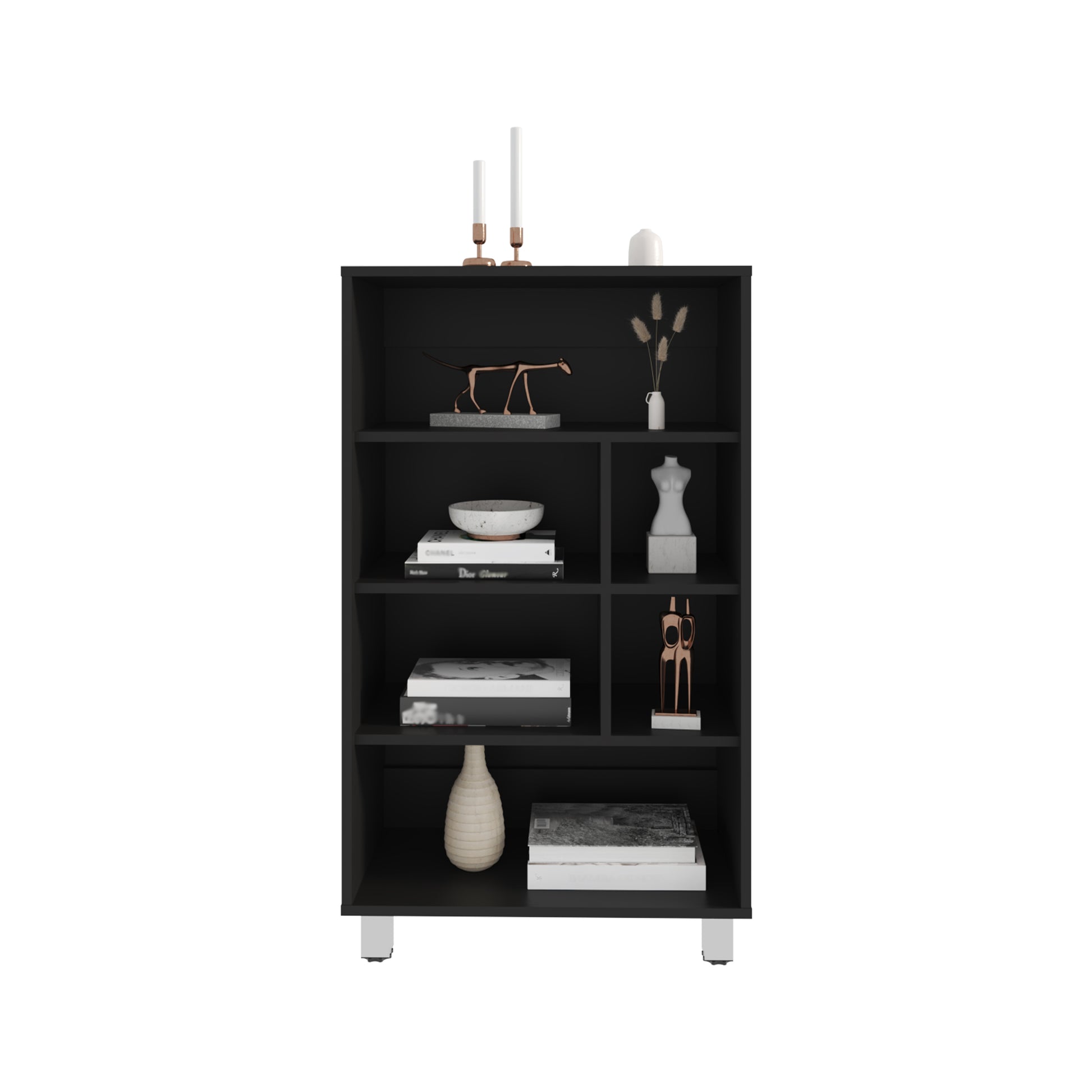 Bellagio 40 Tall Four-Tier Shelf Narrow Bookcase Black