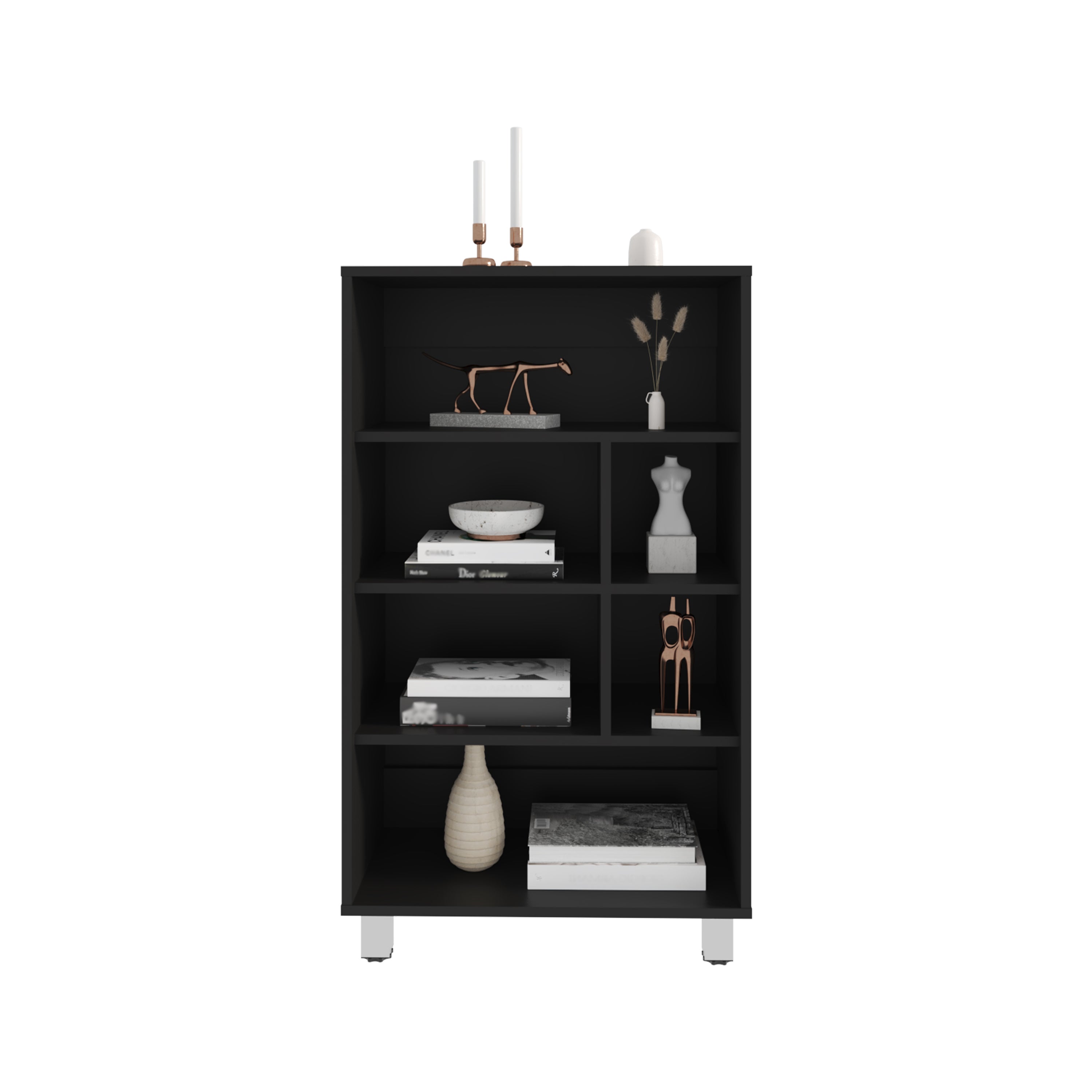 Bellagio 40 Tall Four-Tier Shelf Narrow Bookcase Black
