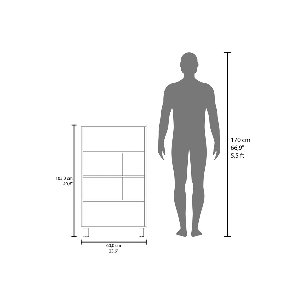 Bellagio 40 Tall Four-Tier Shelf Base Cabinet with 6 Cubbies White