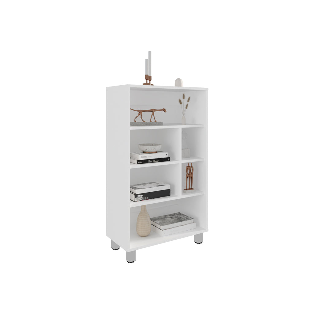 Bellagio 40 Tall Four-Tier Shelf Base Cabinet with 6 Cubbies White