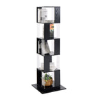 5 tier Rotating Bookshelf, Floor Rack Simple Bookcase with Acrylic plate Student Multi-Function Creative Bookshelf for Living Room with anti-toppling base