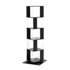 5 tier Rotating Bookshelf, Floor Rack Simple Bookcase with Acrylic plate Student Multi-Function Creative Bookshelf for Living Room with anti-toppling base