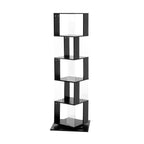 5 tier Rotating Bookshelf, Floor Rack Simple Bookcase with Acrylic plate Student Multi-Function Creative Bookshelf for Living Room with anti-toppling base