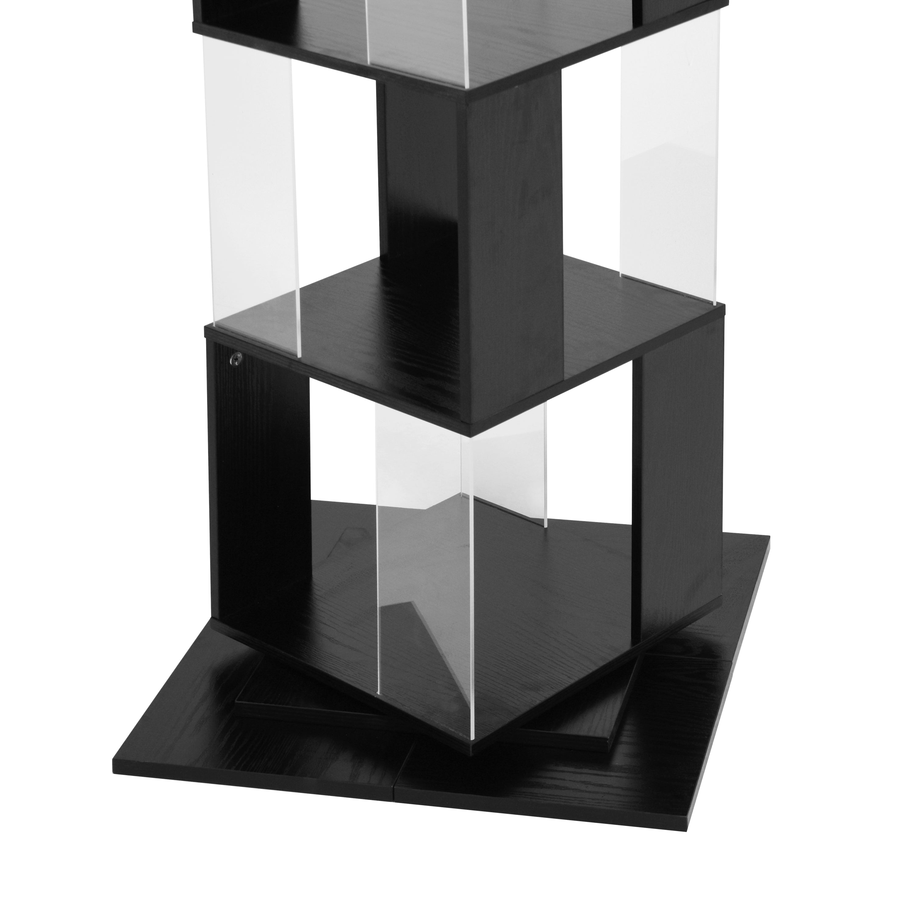 5 tier Rotating Bookshelf, Floor Rack Simple Bookcase with Acrylic plate Student Multi-Function Creative Bookshelf for Living Room with anti-toppling base