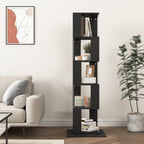5 tier Rotating Bookshelf, Floor Rack Simple Bookcase with Acrylic plate Student Multi-Function Creative Bookshelf for Living Room with anti-toppling base