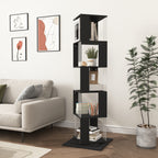 5 tier Rotating Bookshelf, Floor Rack Simple Bookcase with Acrylic plate Student Multi-Function Creative Bookshelf for Living Room with anti-toppling base