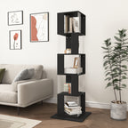 5 tier Rotating Bookshelf, Floor Rack Simple Bookcase with Acrylic plate Student Multi-Function Creative Bookshelf for Living Room with anti-toppling base