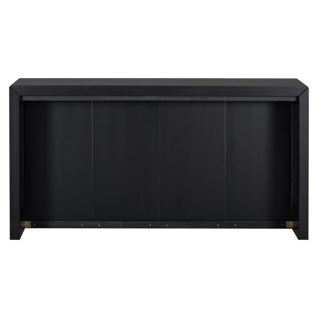 U_STYLE Acacia Wood Veneer Simple Entryway Table with Wavy Design,Suitable for Study,Entryway, Hallway, Living Room, Foyer