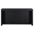 U_STYLE Acacia Wood Veneer Simple Entryway Table with Wavy Design,Suitable for Study,Entryway, Hallway, Living Room, Foyer