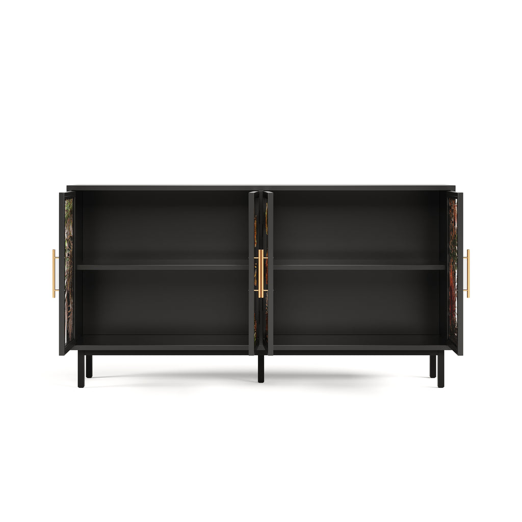 60.3' with 4 doors for Buffet Cabinets, Glazed painting art storage Cabinets, American retro control Console Table decorative Cabinets, Living room, Bedroom, Dining room Sideboard