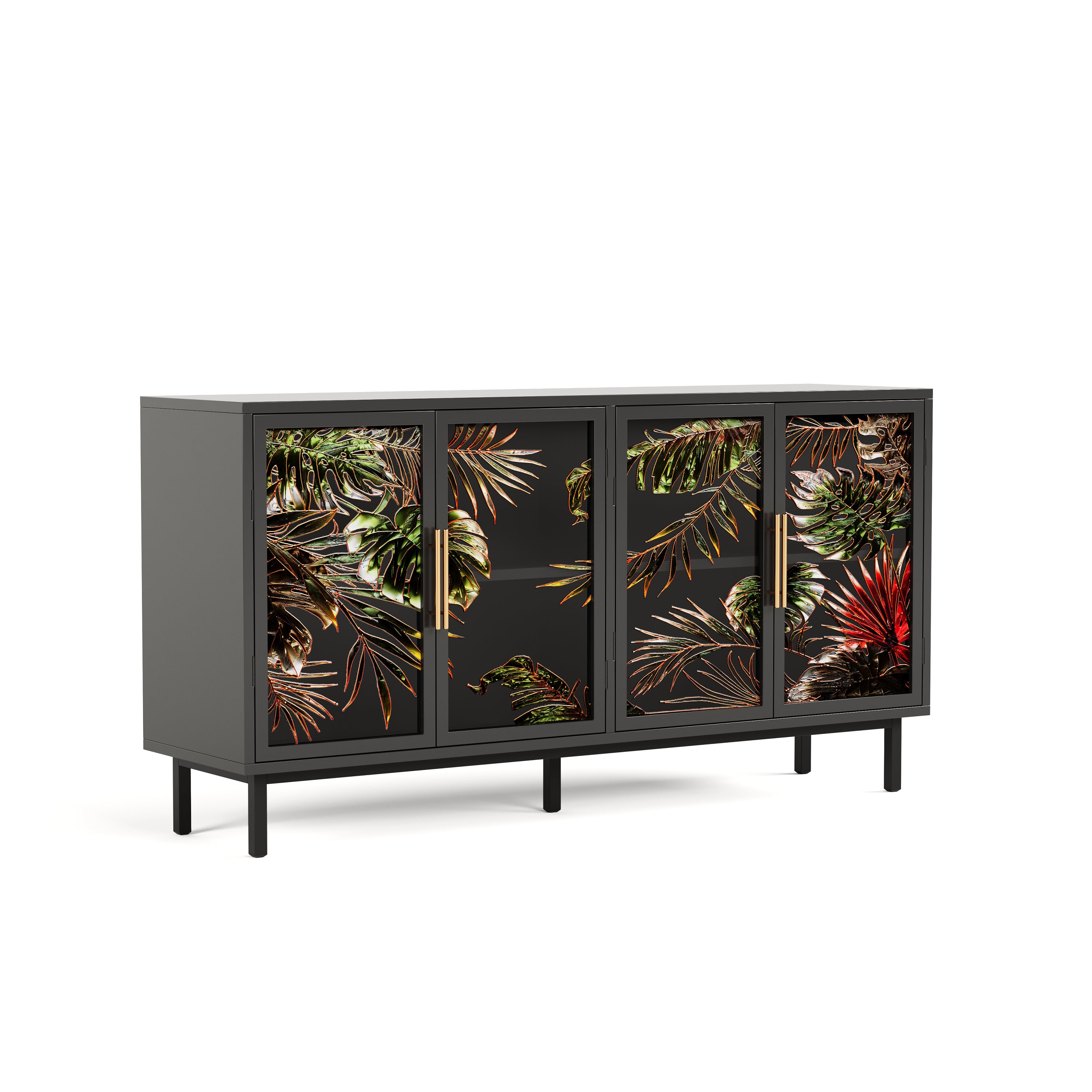 60.3' with 4 doors for Buffet Cabinets, Glazed painting art storage Cabinets, American retro control Console Table decorative Cabinets, Living room, Bedroom, Dining room Sideboard