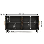 60.3' with 4 doors for Buffet Cabinets, Glazed painting art storage Cabinets, American retro control Console Table decorative Cabinets, Living room, Bedroom, Dining room Sideboard