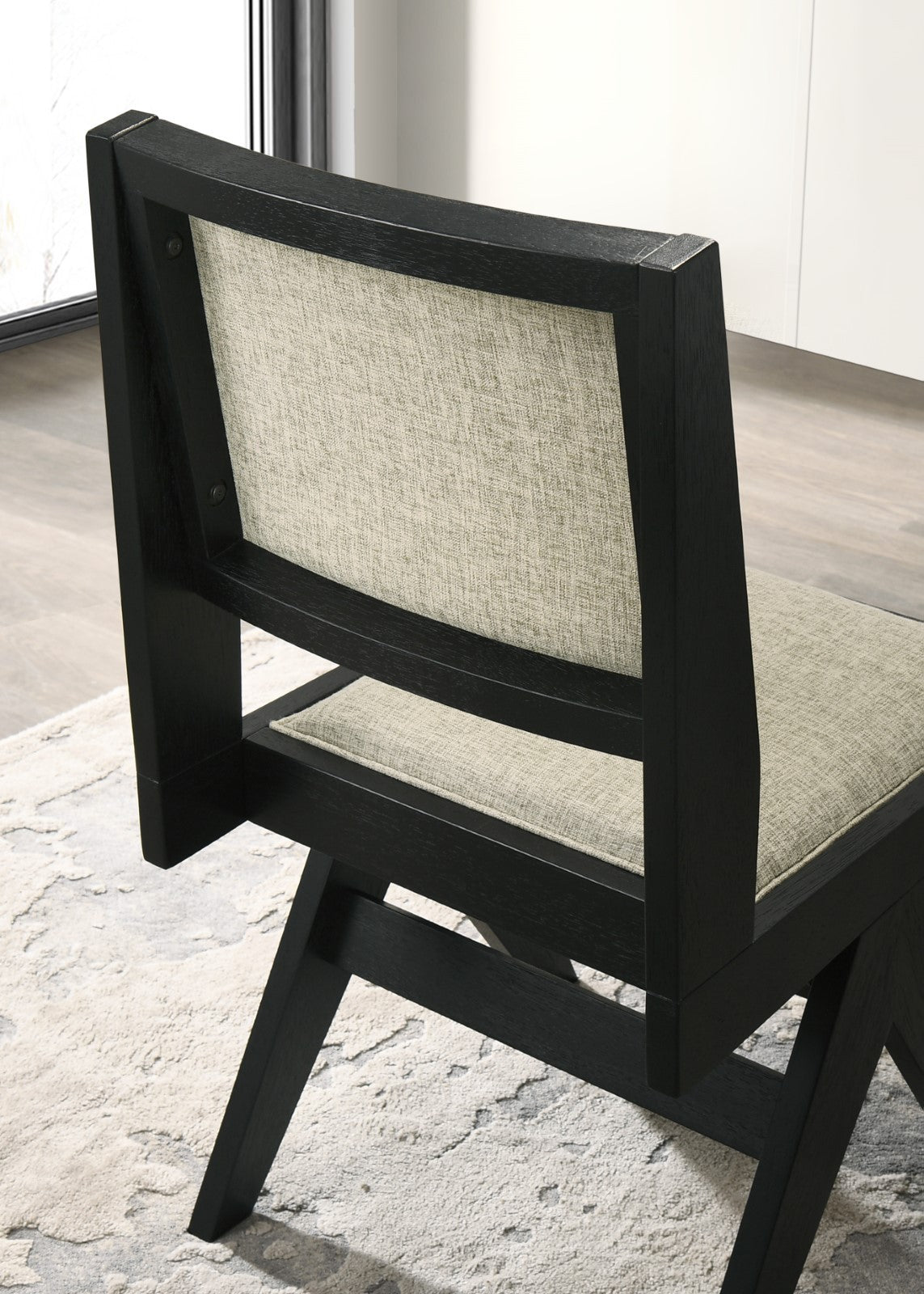 Dining Room Black Side Chairs Light Gray Upholstery Seat 2pc Dining Side Chairs Dining Room Furniture