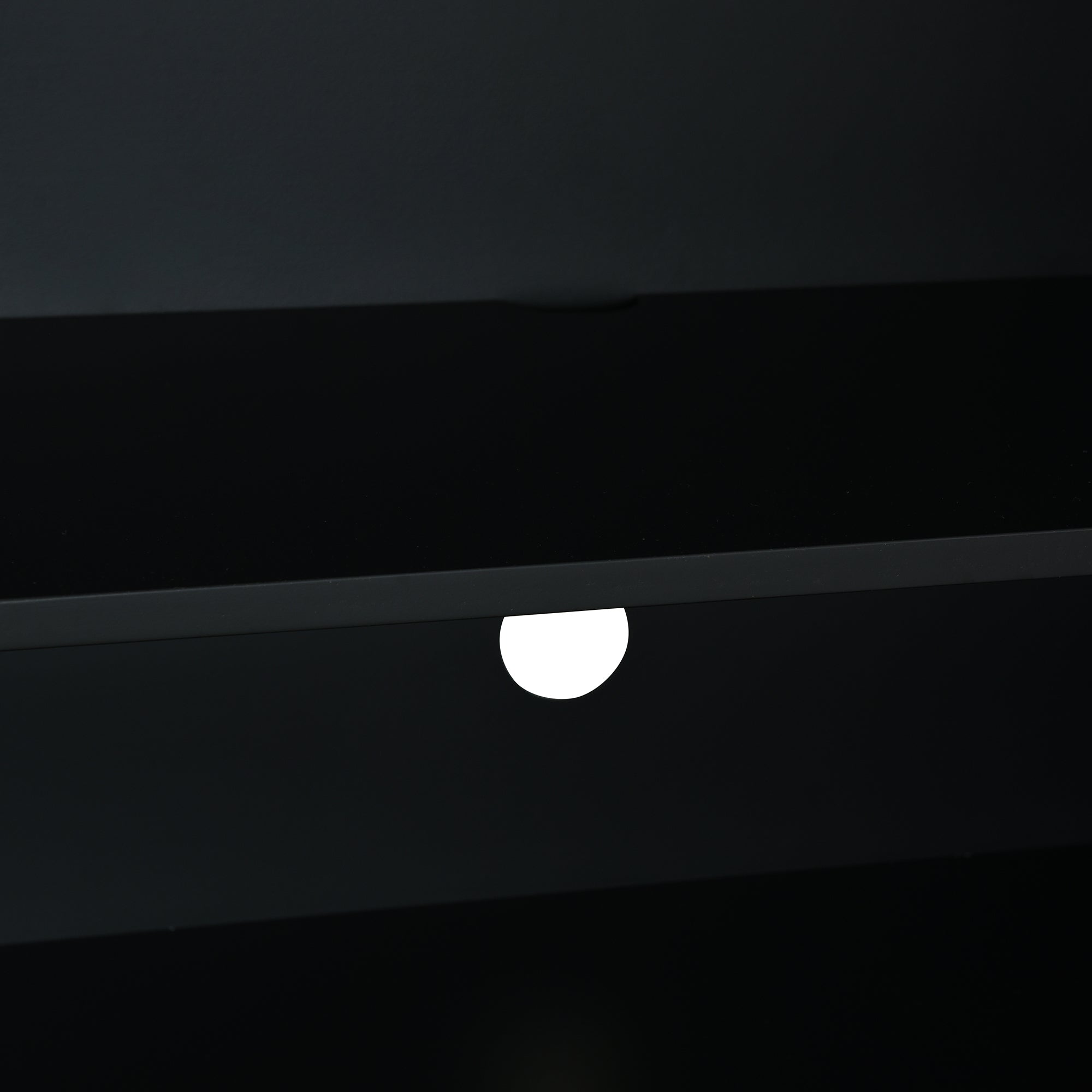 Black Bohemian Rattan Sideboard With Solid Wood Frame.