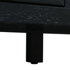 Black Bohemian Rattan Sideboard With Solid Wood Frame.