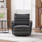 Modern Style 360° Swivel Leisure Chair Fabric Striped Armrest Swivel Chair with sand-rimmed fabric and metal bracket, suitable for living room, balcony and bedroom Accent Chair