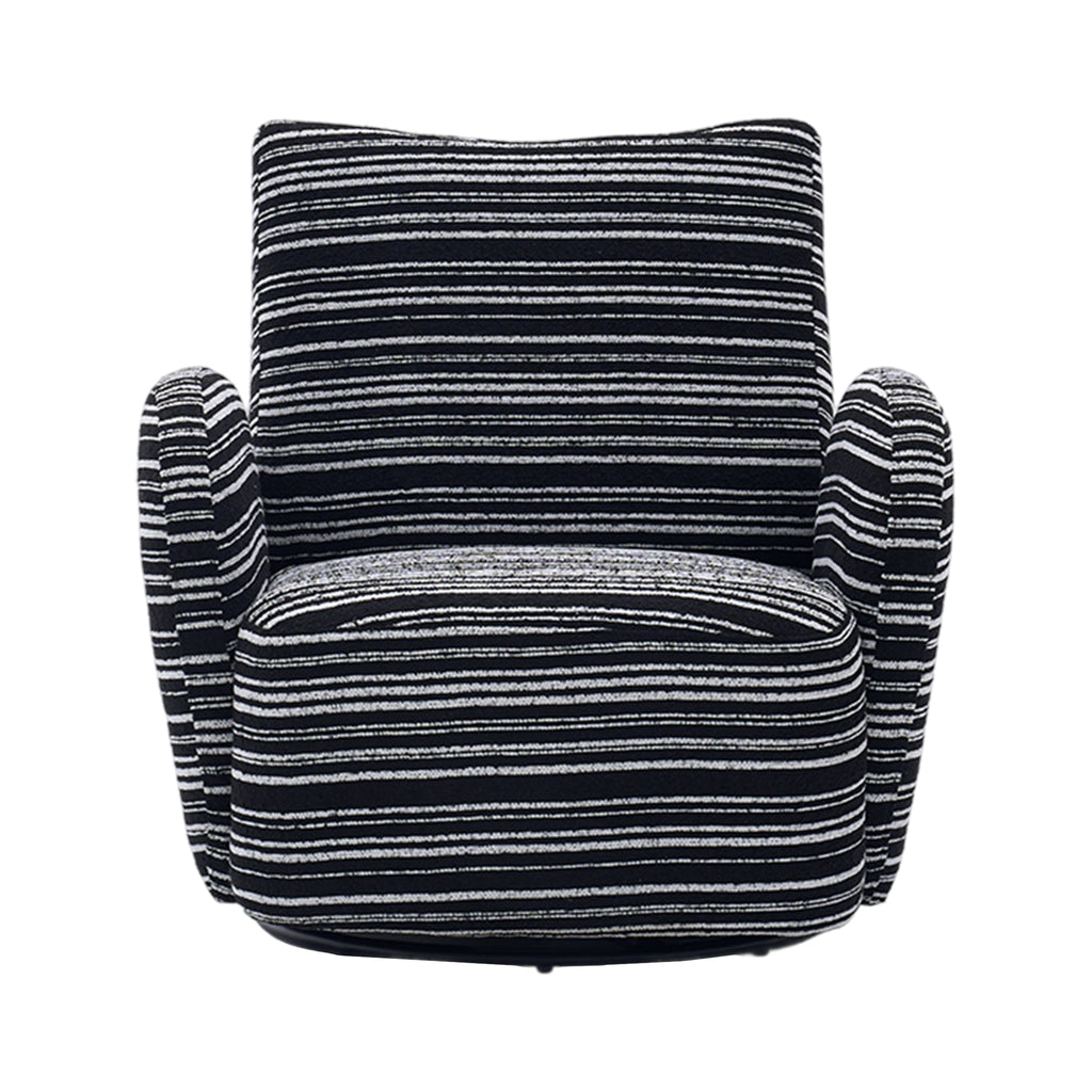 Modern Style 360° Swivel Leisure Chair Fabric Striped Armrest Swivel Chair with sand-rimmed fabric and metal bracket, suitable for living room, balcony and bedroom Accent Chair