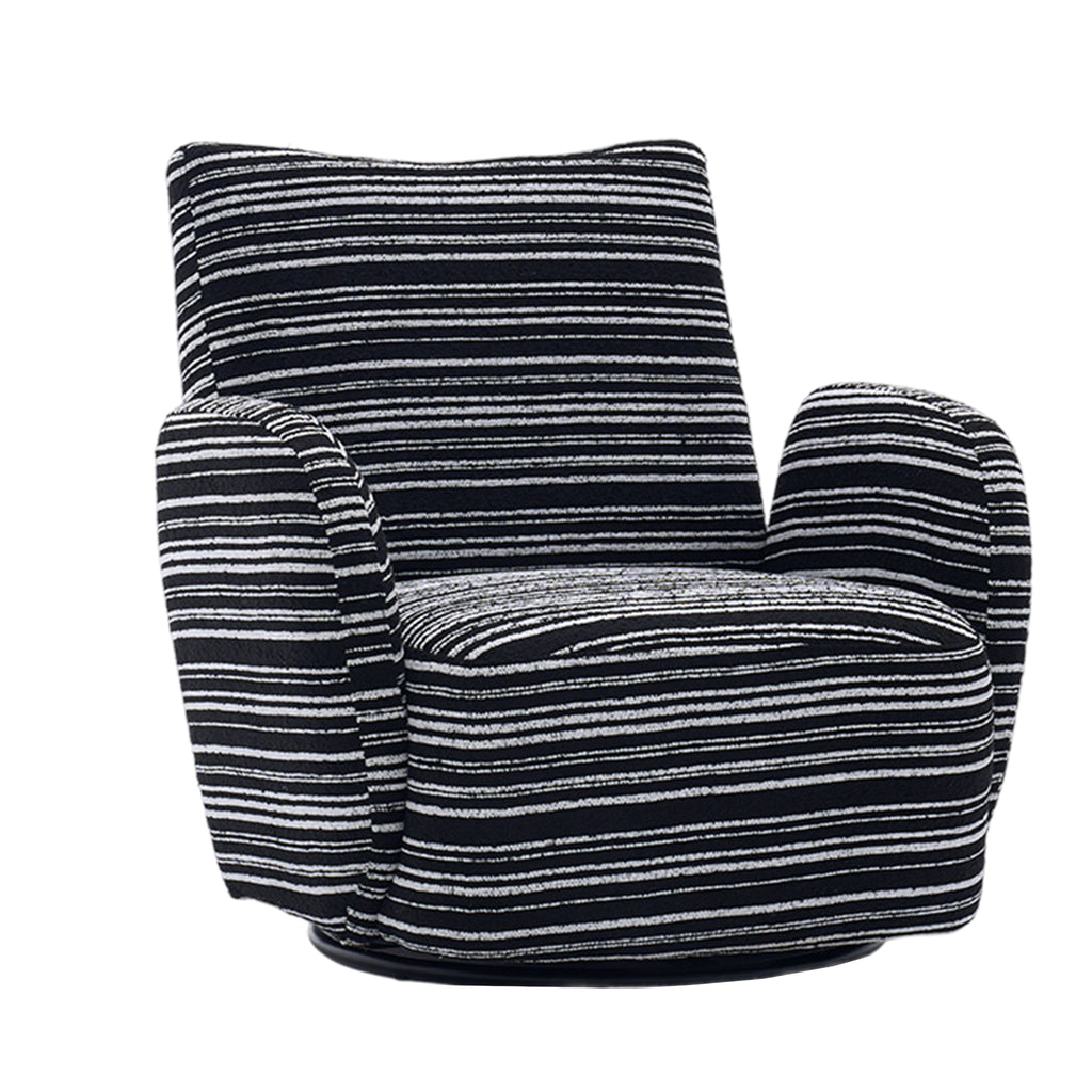 Modern Style 360° Swivel Leisure Chair Fabric Striped Armrest Swivel Chair with sand-rimmed fabric and metal bracket, suitable for living room, balcony and bedroom Accent Chair