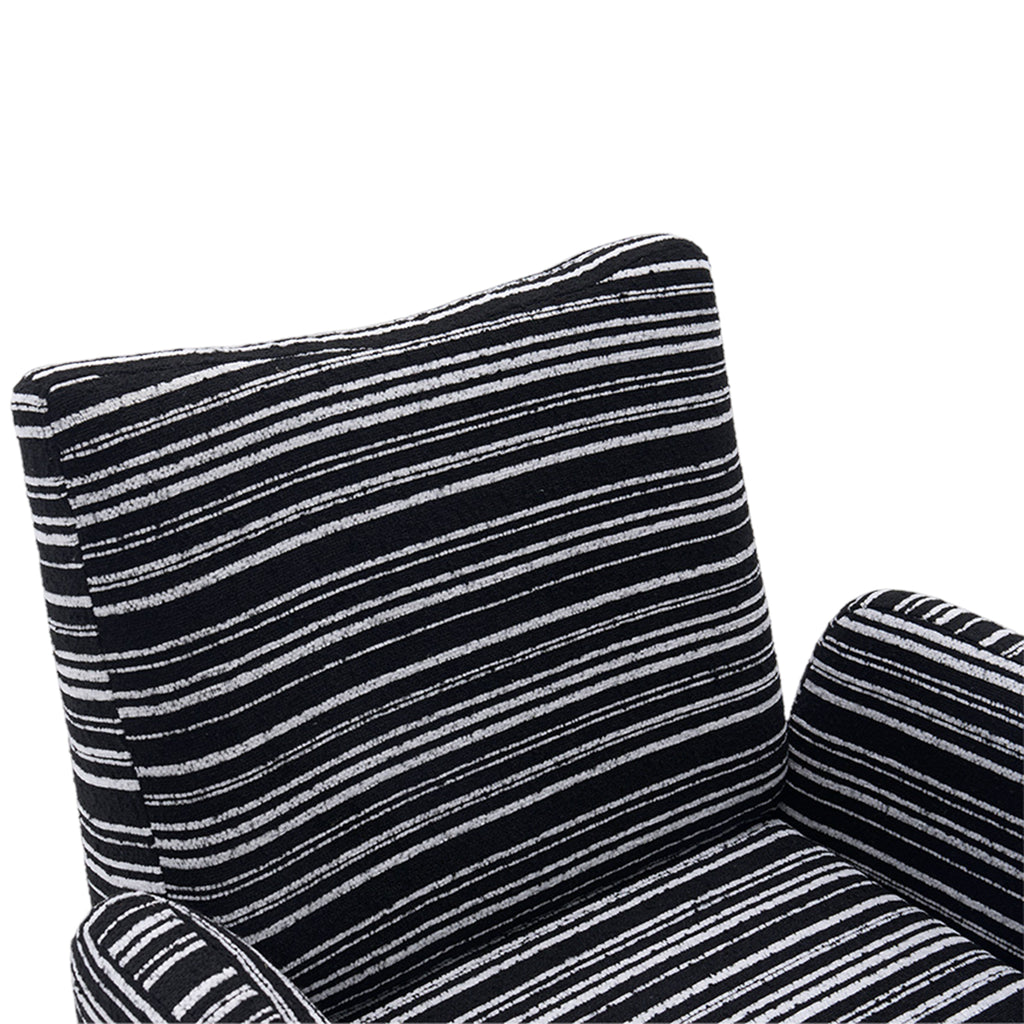 Modern Style 360° Swivel Leisure Chair Fabric Striped Armrest Swivel Chair with sand-rimmed fabric and metal bracket, suitable for living room, balcony and bedroom Accent Chair