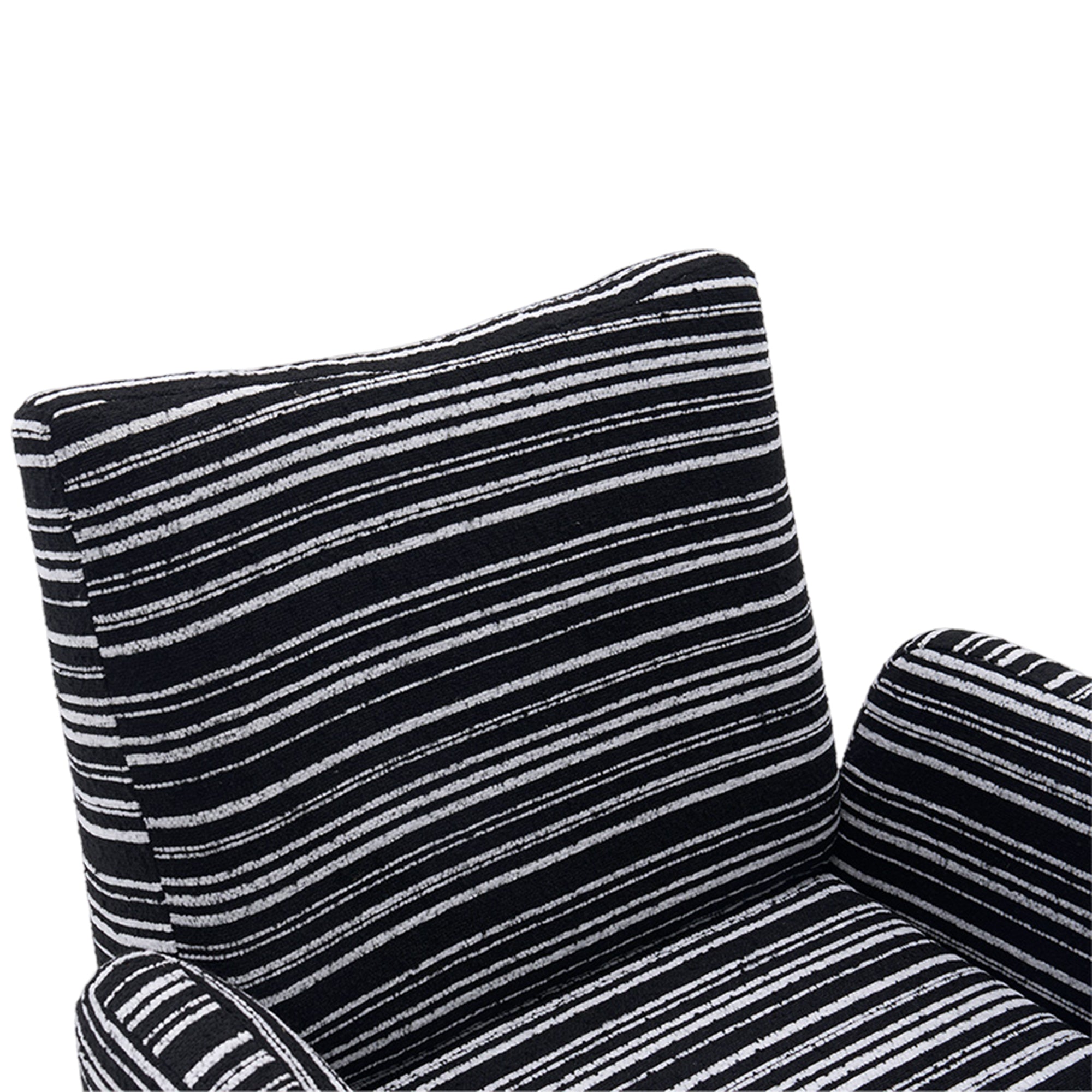 Modern Style 360° Swivel Leisure Chair Fabric Striped Armrest Swivel Chair with sand-rimmed fabric and metal bracket, suitable for living room, balcony and bedroom Accent Chair