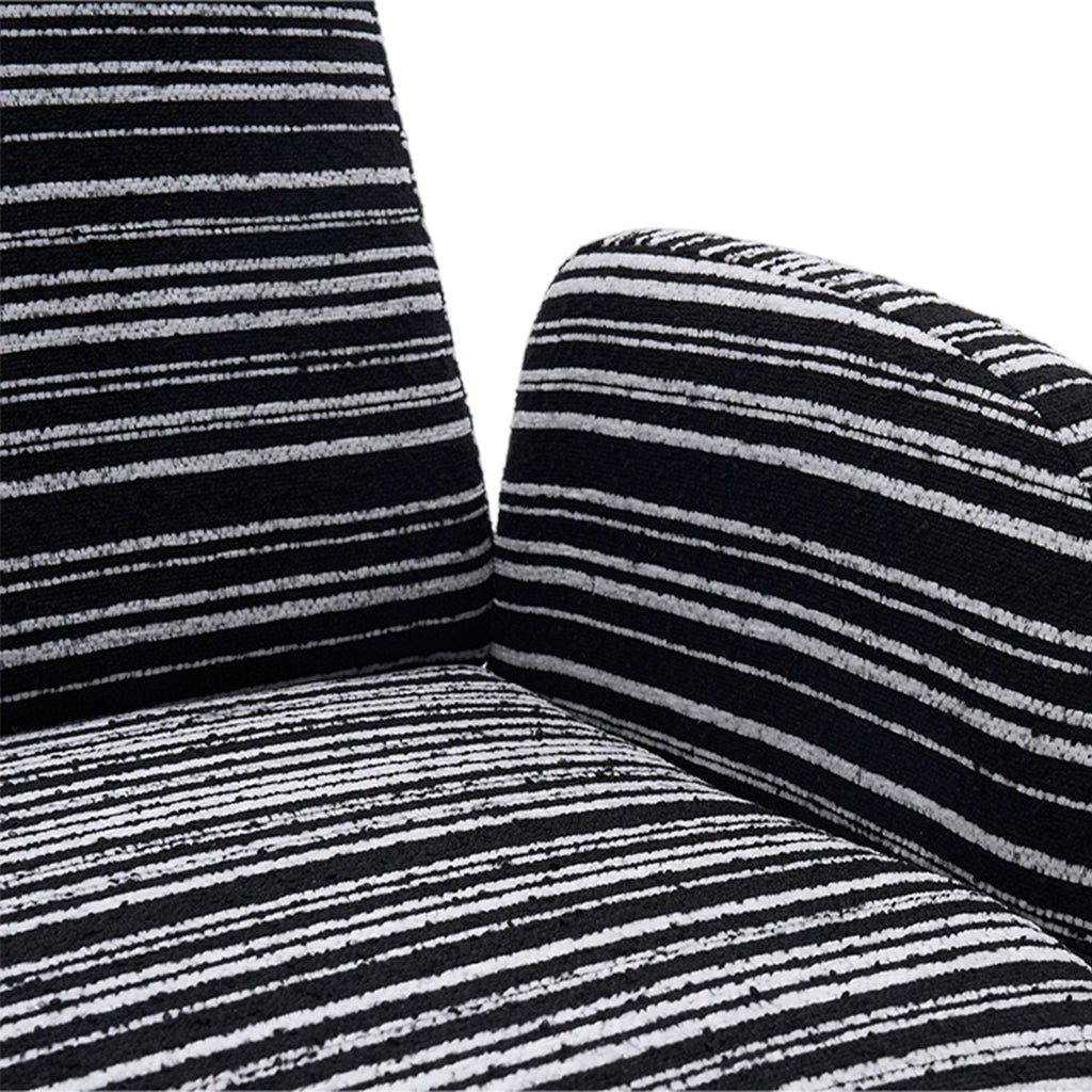 Modern Style 360° Swivel Leisure Chair Fabric Striped Armrest Swivel Chair with sand-rimmed fabric and metal bracket, suitable for living room, balcony and bedroom Accent Chair