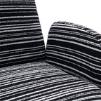 Modern Style 360° Swivel Leisure Chair Fabric Striped Armrest Swivel Chair with sand-rimmed fabric and metal bracket, suitable for living room, balcony and bedroom Accent Chair