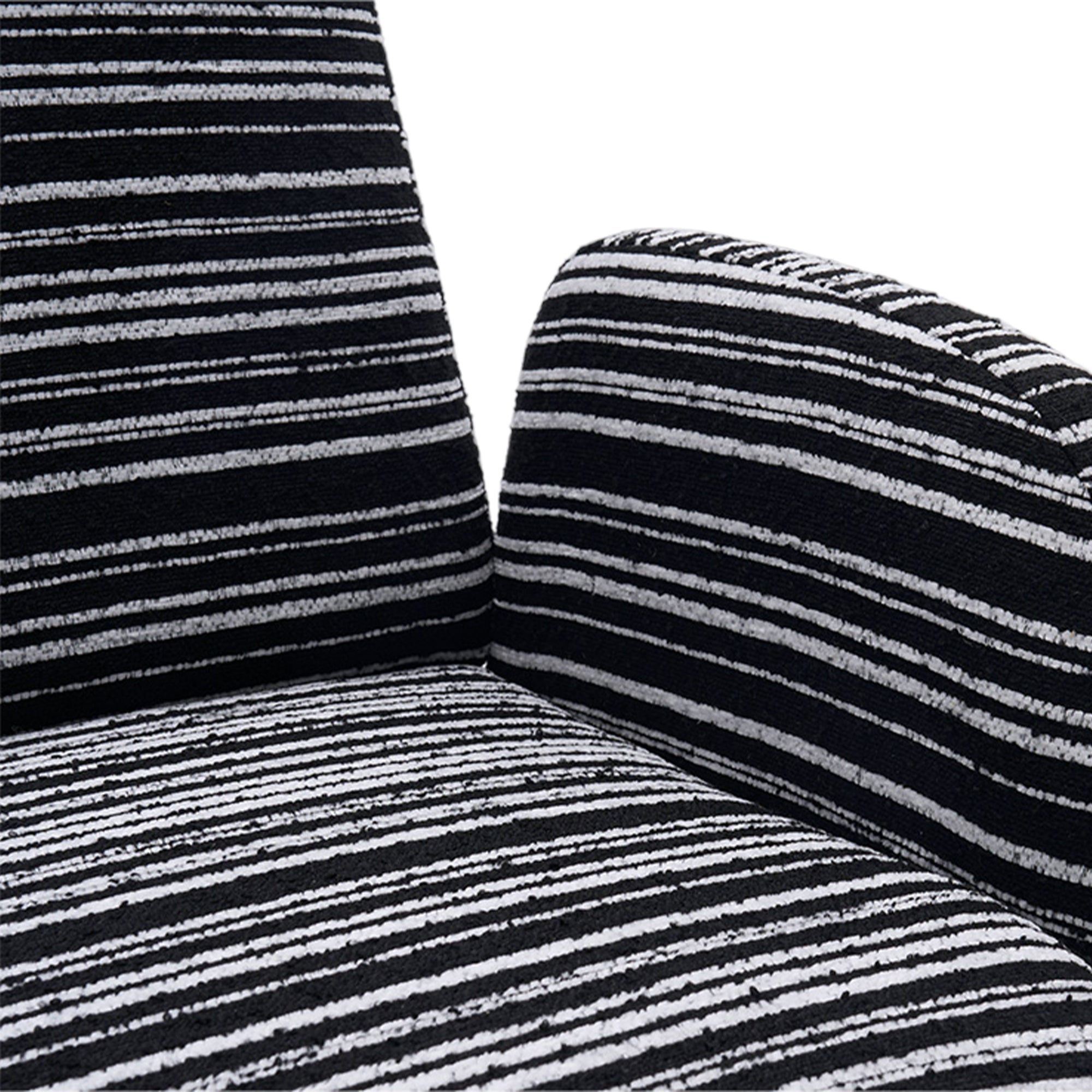 Modern Style 360° Swivel Leisure Chair Fabric Striped Armrest Swivel Chair with sand-rimmed fabric and metal bracket, suitable for living room, balcony and bedroom Accent Chair