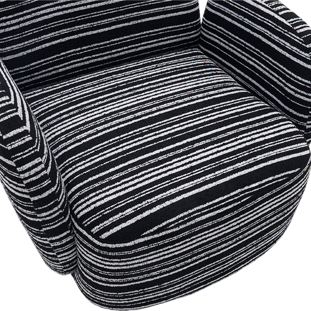 Modern Style 360° Swivel Leisure Chair Fabric Striped Armrest Swivel Chair with sand-rimmed fabric and metal bracket, suitable for living room, balcony and bedroom Accent Chair