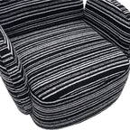 Modern Style 360° Swivel Leisure Chair Fabric Striped Armrest Swivel Chair with sand-rimmed fabric and metal bracket, suitable for living room, balcony and bedroom Accent Chair