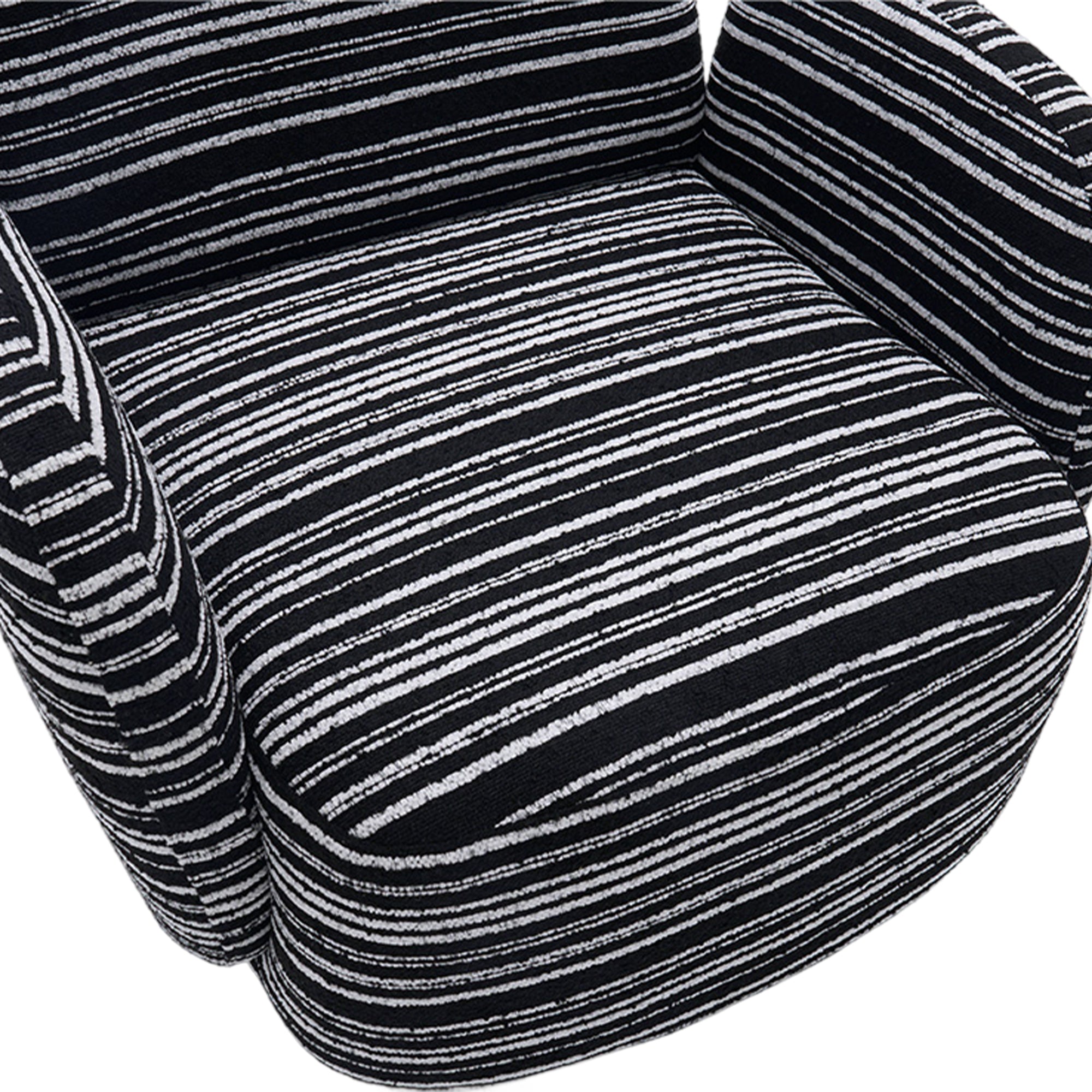Modern Style 360° Swivel Leisure Chair Fabric Striped Armrest Swivel Chair with sand-rimmed fabric and metal bracket, suitable for living room, balcony and bedroom Accent Chair