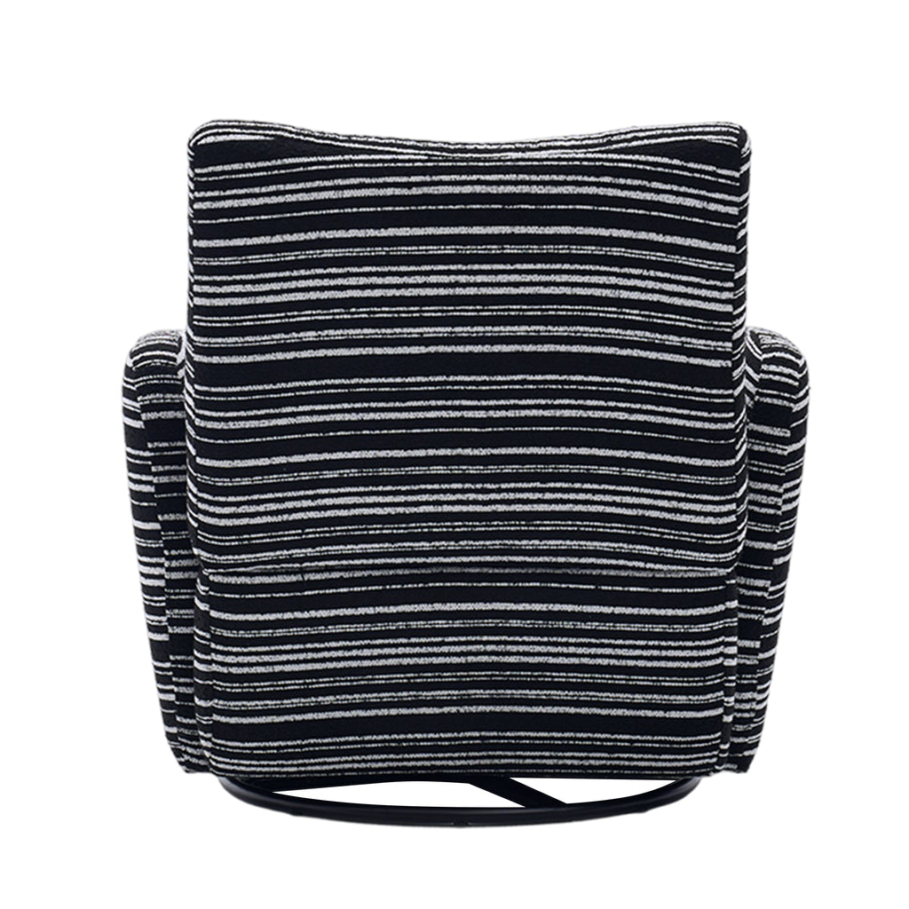 Modern Style 360° Swivel Leisure Chair Fabric Striped Armrest Swivel Chair with sand-rimmed fabric and metal bracket, suitable for living room, balcony and bedroom Accent Chair