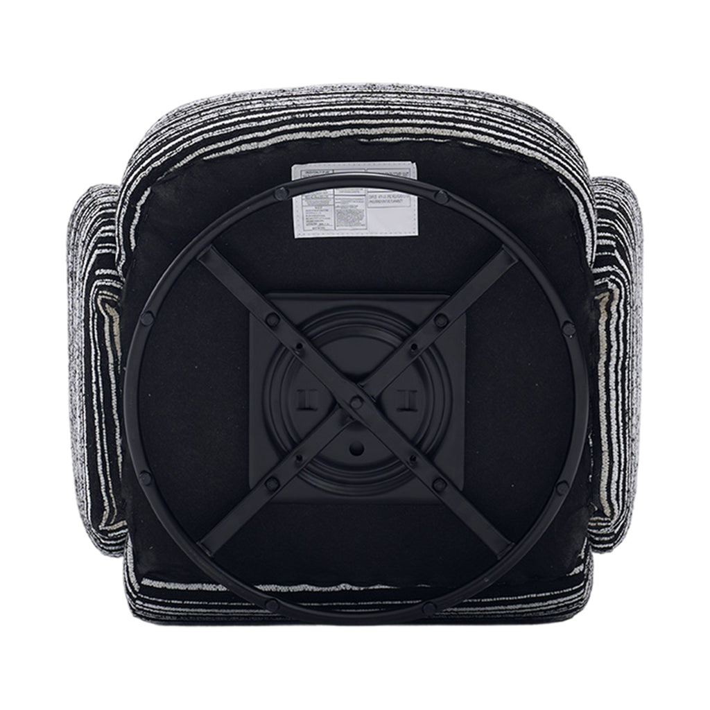 Modern Style 360° Swivel Leisure Chair Fabric Striped Armrest Swivel Chair with sand-rimmed fabric and metal bracket, suitable for living room, balcony and bedroom Accent Chair