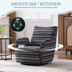 Modern Style 360° Swivel Leisure Chair Fabric Striped Armrest Swivel Chair with sand-rimmed fabric and metal bracket, suitable for living room, balcony and bedroom Accent Chair