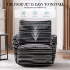 Modern Style 360° Swivel Leisure Chair Fabric Striped Armrest Swivel Chair with sand-rimmed fabric and metal bracket, suitable for living room, balcony and bedroom Accent Chair