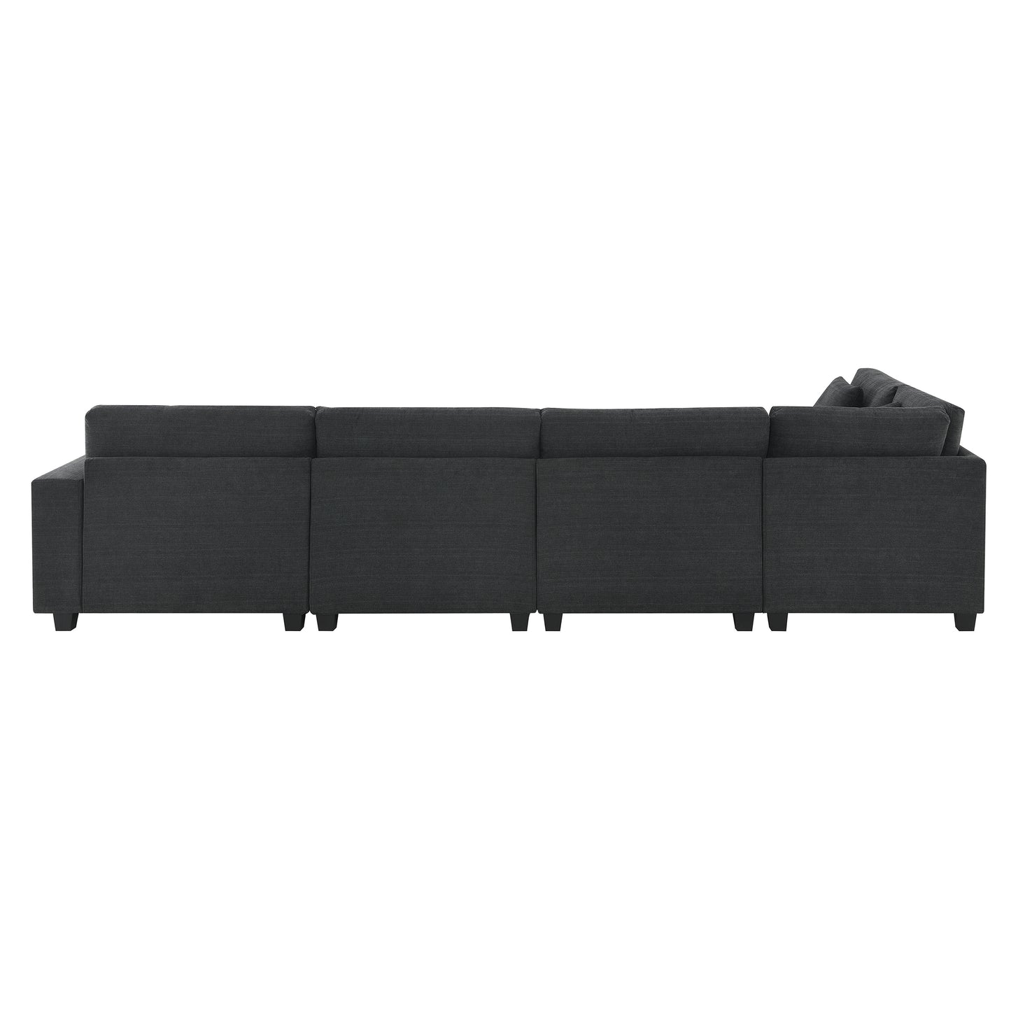 128*67' U Shaped Sectional Sofa,6 Seat Chenille Couch Set with Oversized Ottoman,Hidden Armrest Storage and Cup Holders,USB Charging Ports,Wide Seat Sofa for Living Room,Apartment,2 Colors
