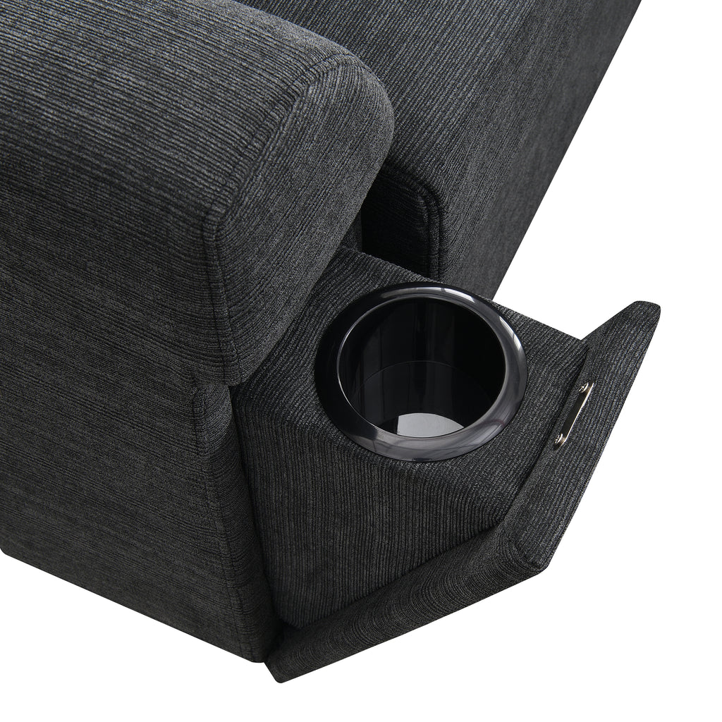 128*67' U Shaped Sectional Sofa,6 Seat Chenille Couch Set with Oversized Ottoman,Hidden Armrest Storage and Cup Holders,USB Charging Ports,Wide Seat Sofa for Living Room,Apartment,2 Colors