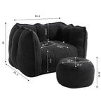 Soft Bean Bag Chair with High Resilient Foam(Chips)for living room and bedroom,Comfortable Square Lazy Sofa with Footstool, Cover for Adults to Gaming, Reading, and Watching TV