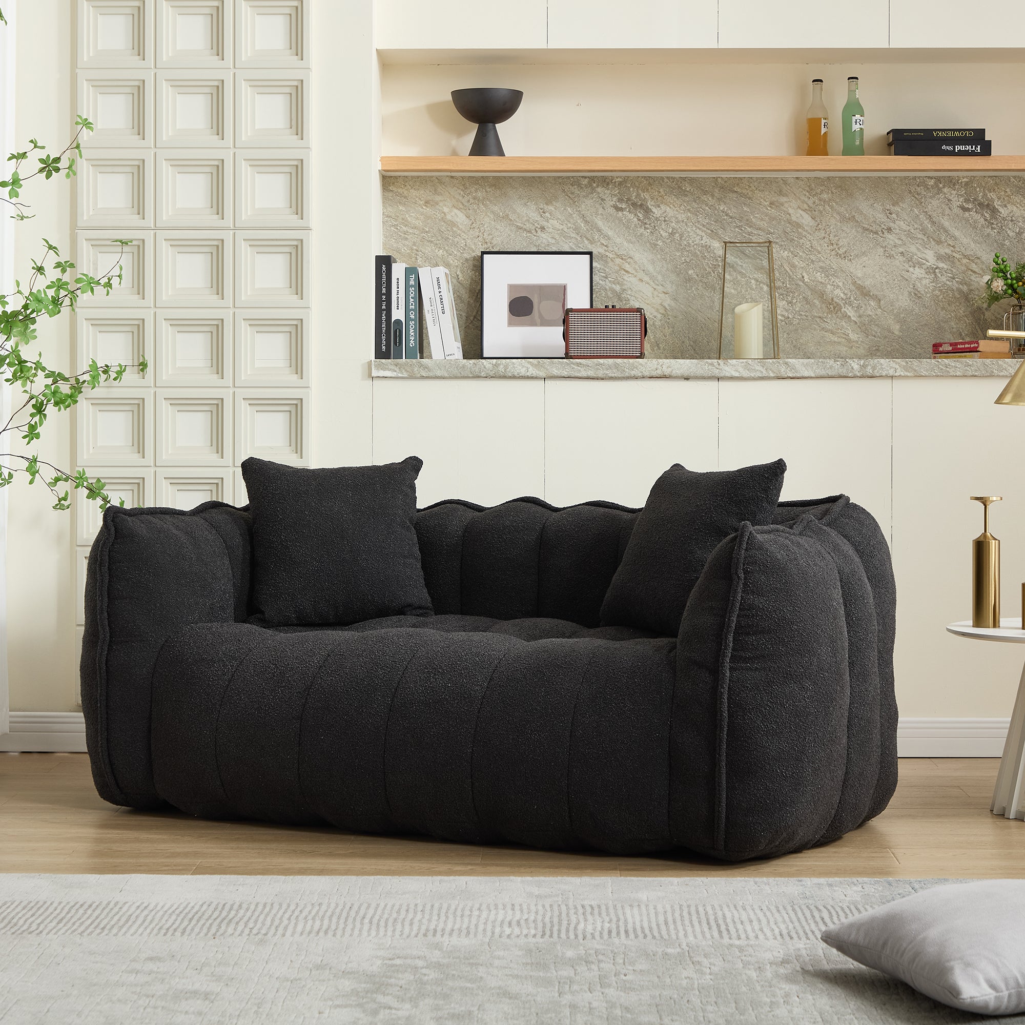 Soft beanbag chair with high resilience foam core for two people. The comfortable square recliner sofa is ideal for family members and friends engaged in games, reading, watching TV