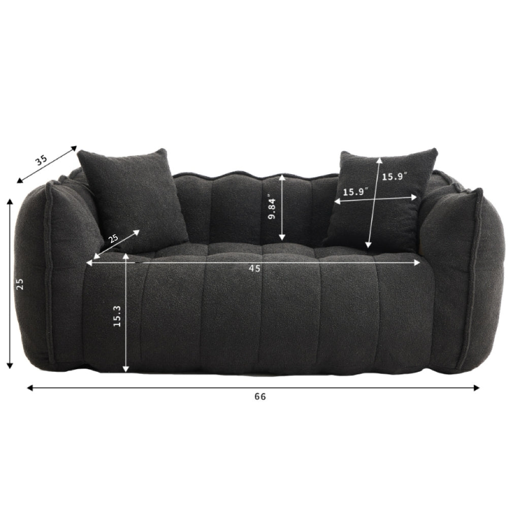 Soft beanbag chair with high resilience foam core for two people. The comfortable square recliner sofa is ideal for family members and friends engaged in games, reading, watching TV