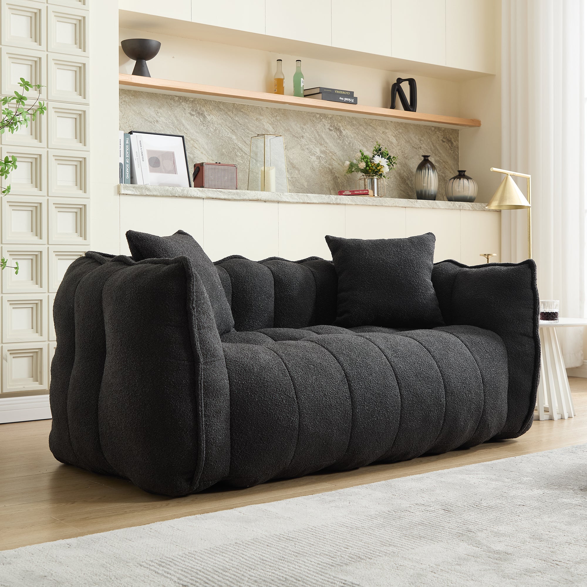 Soft beanbag chair with high resilience foam core for two people. The comfortable square recliner sofa is ideal for family members and friends engaged in games, reading, watching TV
