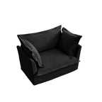 Slip-covered Armchair with 1 Big Back Cushion and 2 Big Toss Pillows, Single Deep Seat Comfy Single Couch Sofa Multiple Large Soft Pillows, Chenille Fabric, Black