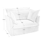 Slip-covered Armchair with 1 Big Back Cushion and 2 Big Toss Pillows, Single Deep Seat Comfy Single Couch Sofa Multiple Large Soft Pillows, Chenille Fabric, Black