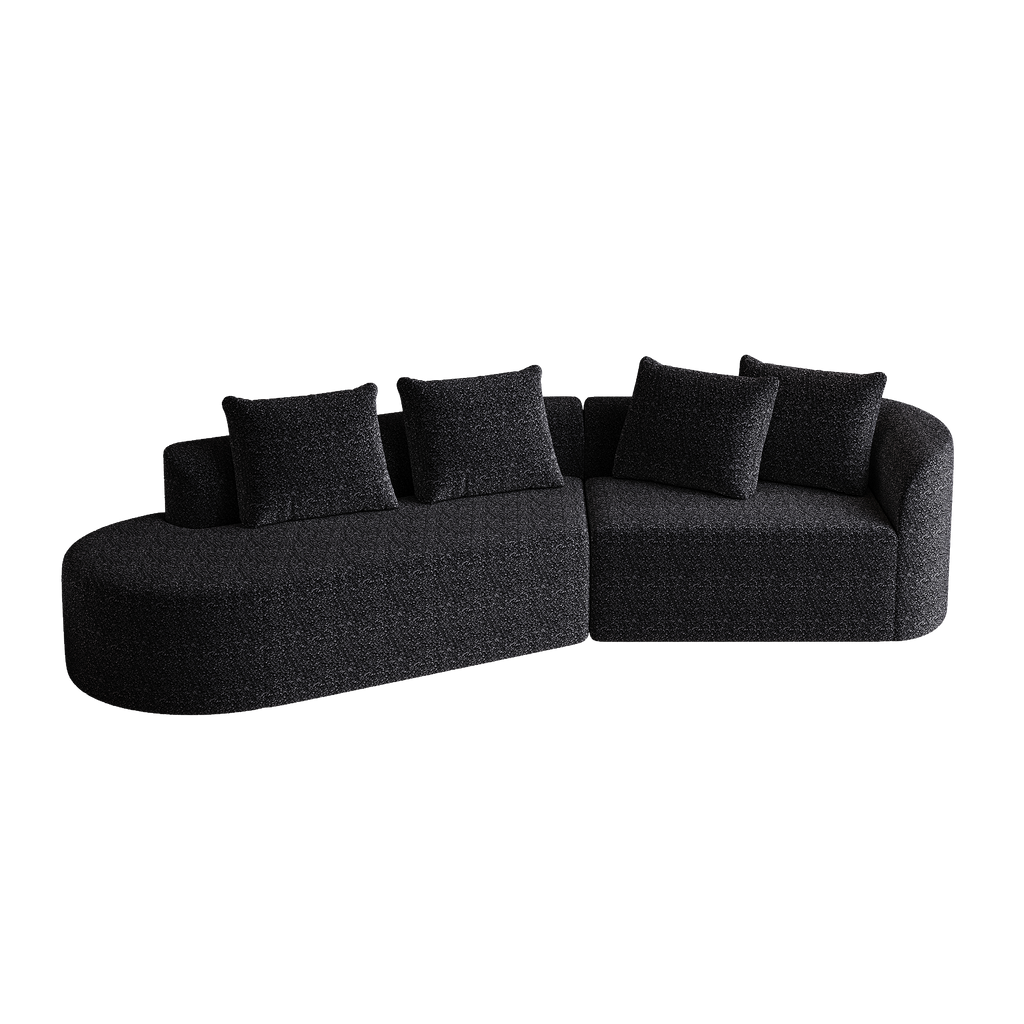 Modern Upholstered Oversized Sectional Sofa, 112-Inch Chenille 4-Seater Extra Deep & Wide Seat Curved Cloud Couch with 4 Throw Pillows, Free Combination Sofa Couch for Living Room,Bedroom