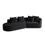 Modern Upholstered Oversized Sectional Sofa, 112-Inch Chenille 4-Seater Extra Deep & Wide Seat Curved Cloud Couch with 4 Throw Pillows, Free Combination Sofa Couch for Living Room,Bedroom