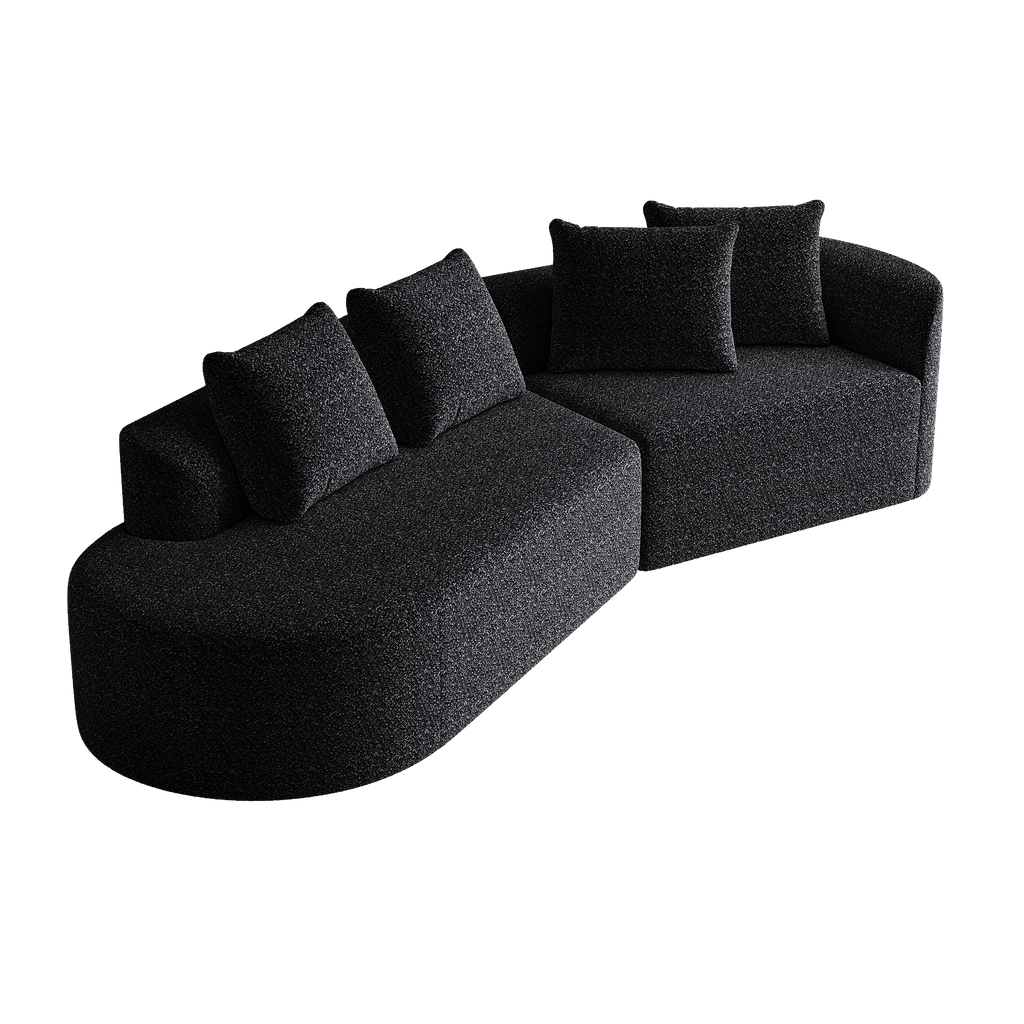 Modern Upholstered Oversized Sectional Sofa, 112-Inch Chenille 4-Seater Extra Deep & Wide Seat Curved Cloud Couch with 4 Throw Pillows, Free Combination Sofa Couch for Living Room,Bedroom