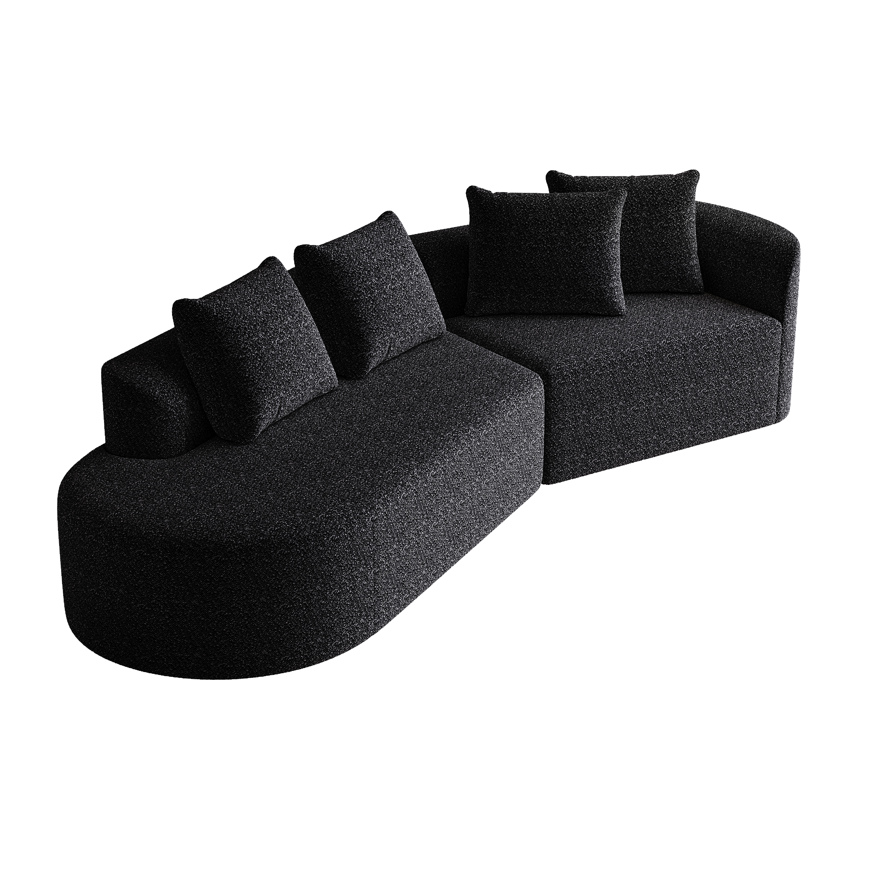 Modern Upholstered Oversized Sectional Sofa, 112-Inch Chenille 4-Seater Extra Deep & Wide Seat Curved Cloud Couch with 4 Throw Pillows, Free Combination Sofa Couch for Living Room,Bedroom